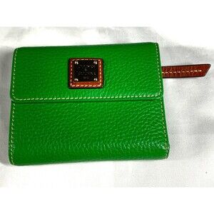 Dooney & Bourke Flap Wallet Pebble Grain Lime Green 4" x 5" x 1"